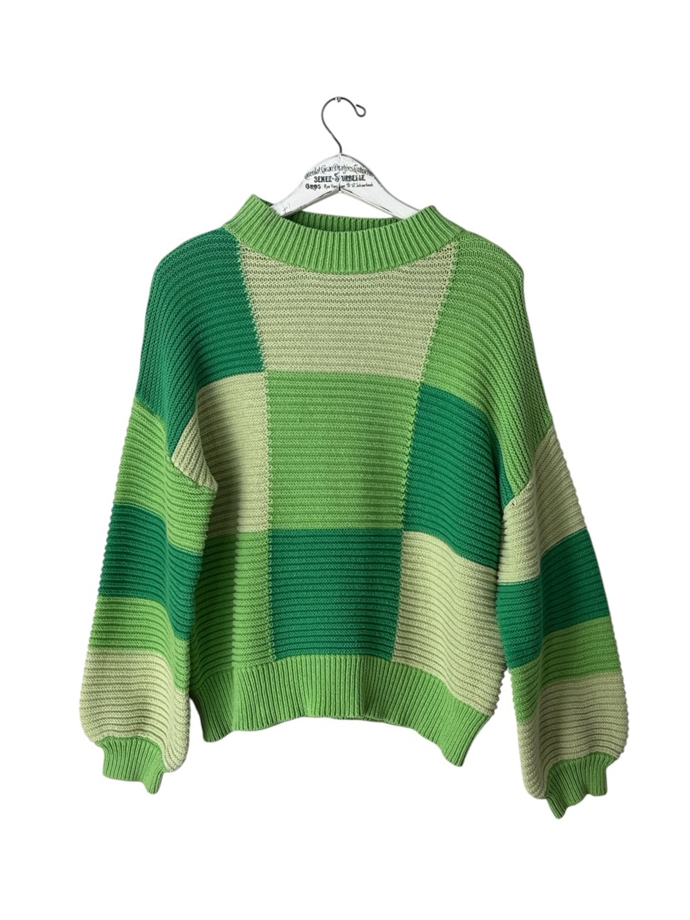 Peppermayo Green Patchwork Colorblock Knit Sweater Size S/M
